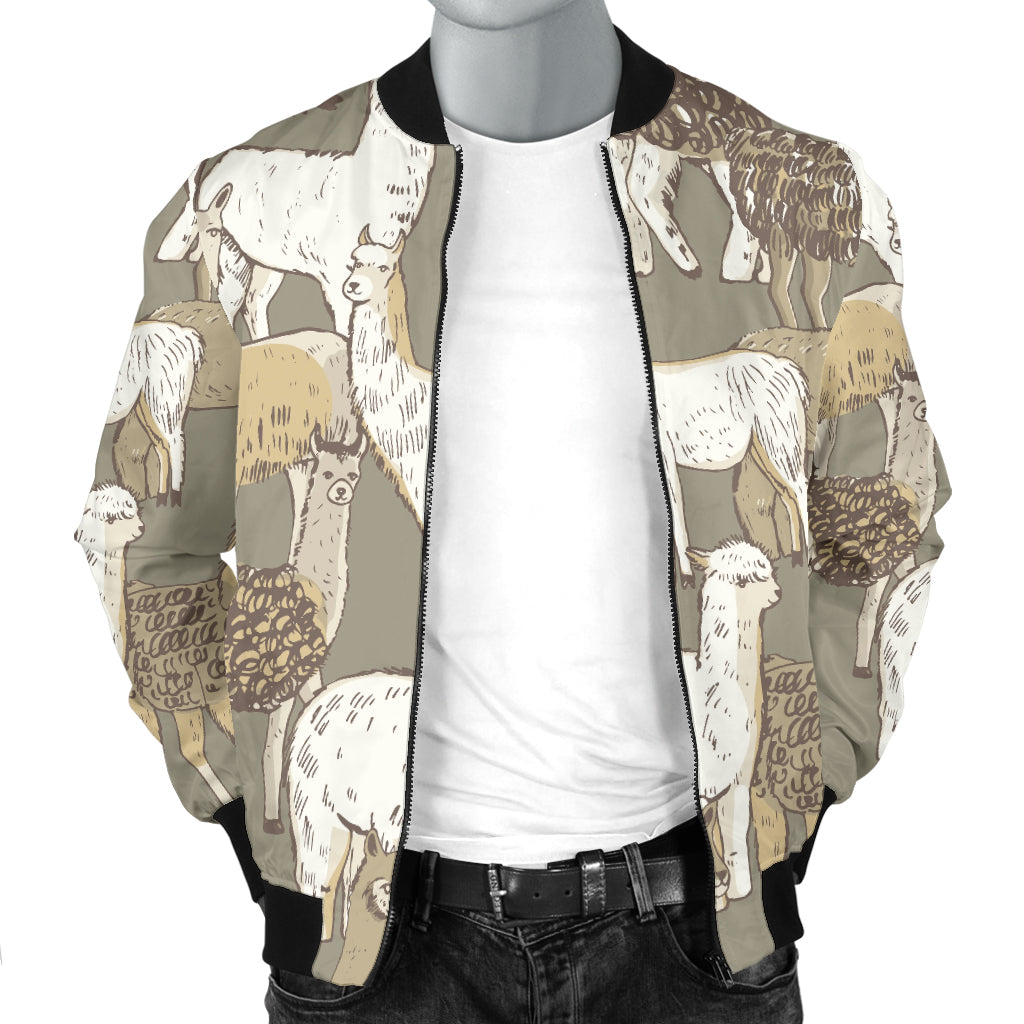 Alpaca Pattern Print Design 01 Men Bomber Jacket
