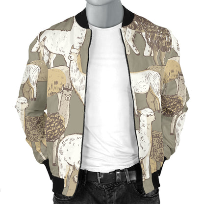 Alpaca Pattern Print Design 01 Men Bomber Jacket