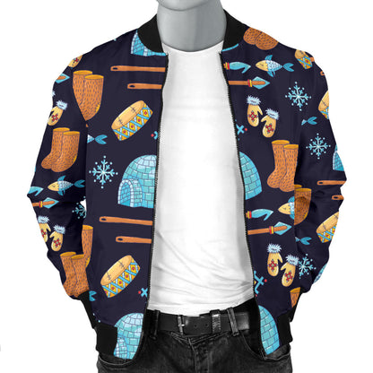 Eskimo Pattern Print Design 02 Men Bomber Jacket