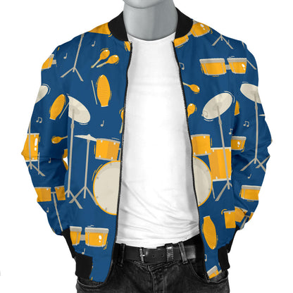 Drum Set Pattern Print Design 03 Men Bomber Jacket
