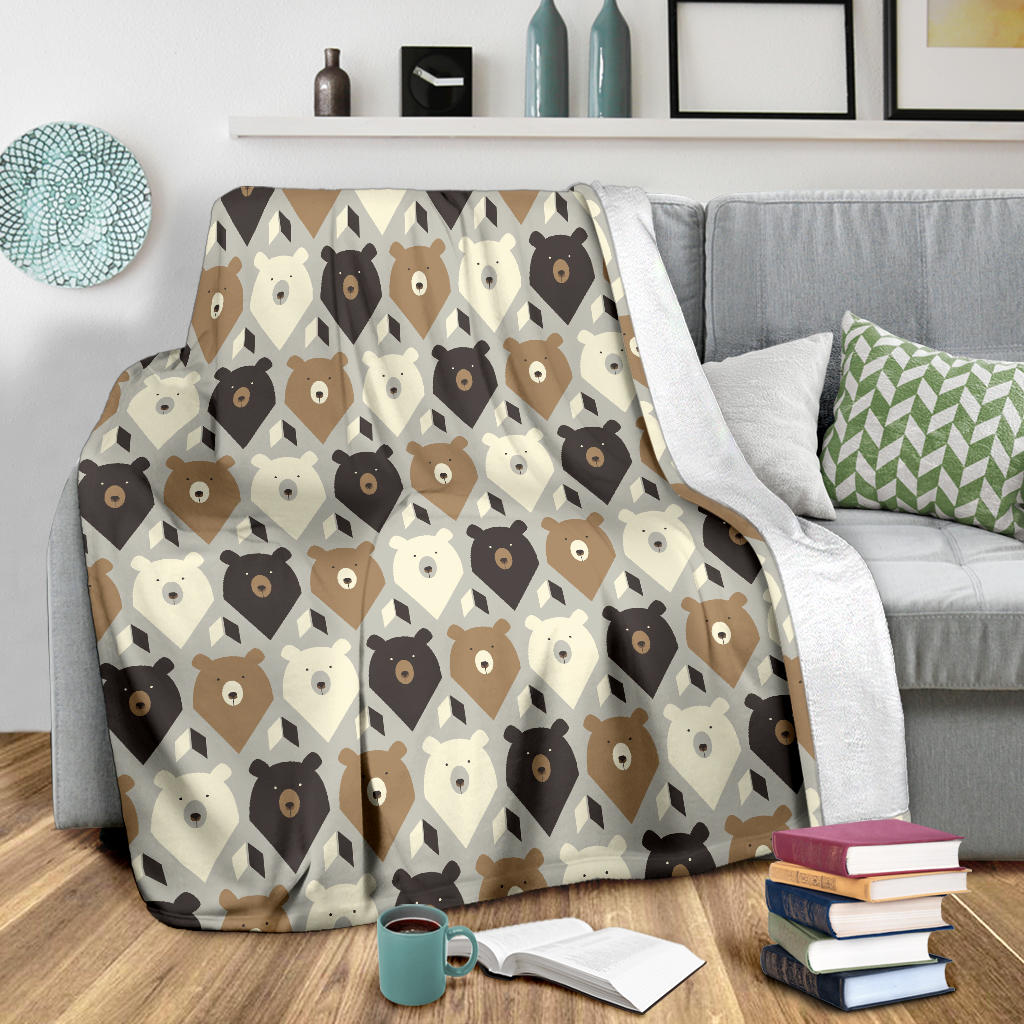 Bear Pattern Print Design 04 Premium Blanket