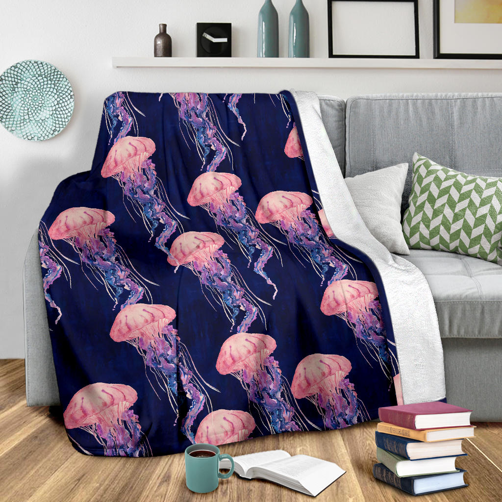 Jellyfish Pattern Print Design 03 Premium Blanket