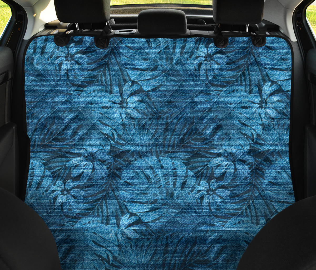 Jean Tropical Pattern Print Design 04 Rear Dog Car Seat Cover Hammock