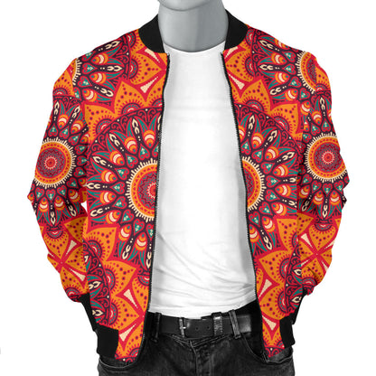 Bohemian Pattern Print Design 04 Men Bomber Jacket