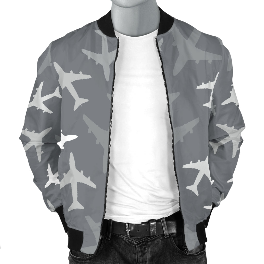 Airplane Pattern Print Design 02 Men Bomber Jacket