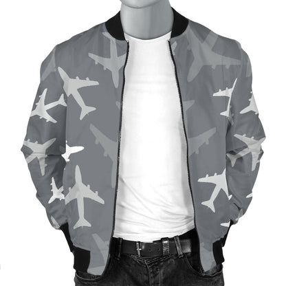 Airplane Pattern Print Design 02 Men Bomber Jacket