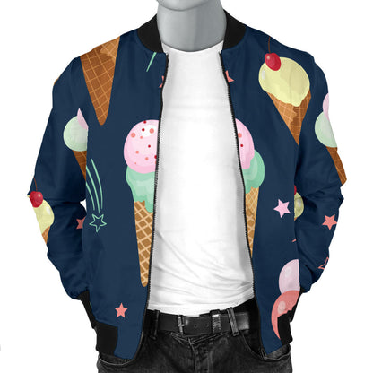 Ice Cream Pattern Print Design 04 Men Bomber Jacket