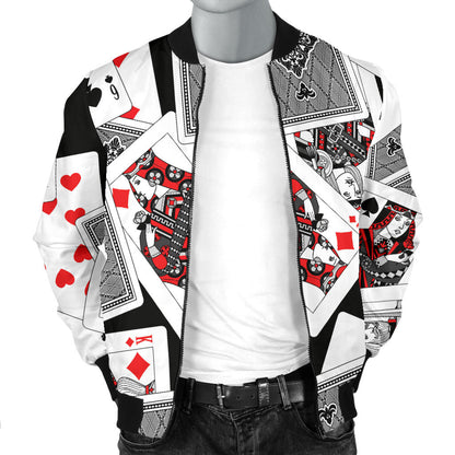 Poker Cards Pattern Print Design A04 Men Bomber Jacket