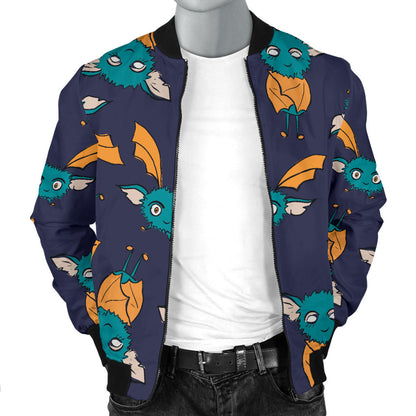 Bat Pattern Print Design 07 Men Bomber Jacket