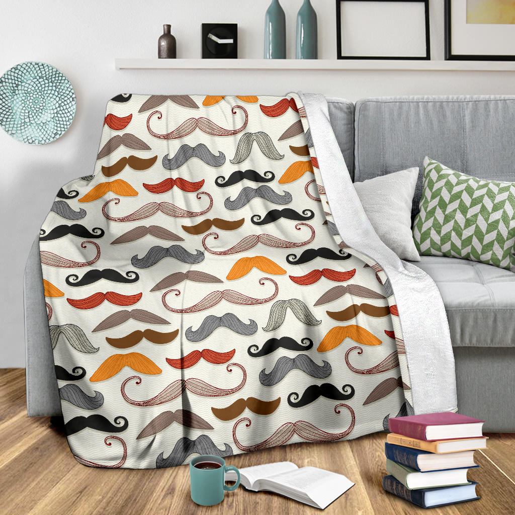 Mustache Pattern Print Design A02 Premium Blanket