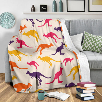 Kangaroos Pattern Print Design 01 Premium Blanket