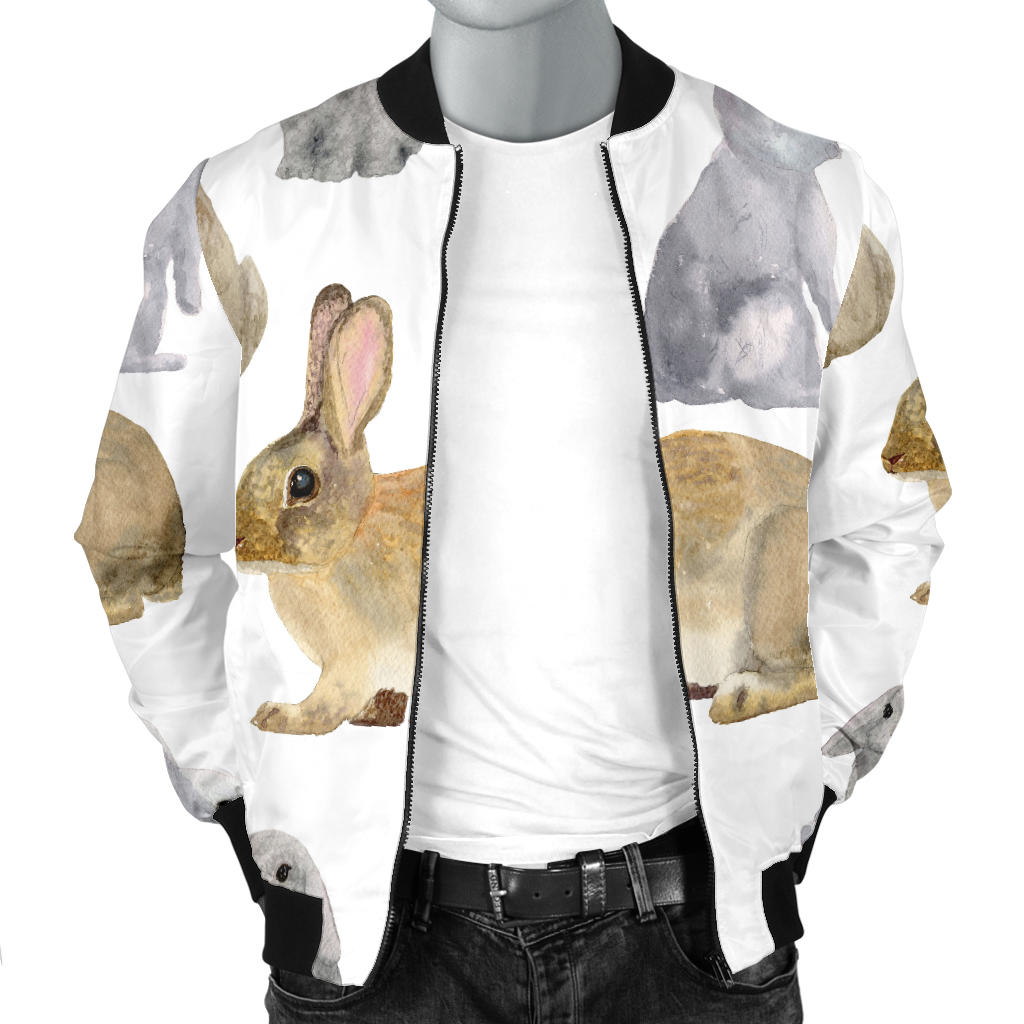 Rabbit Pattern Print Design 02 Men Bomber Jacket