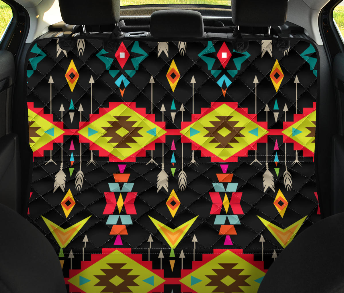 Native Pattern Print Design A05 Rear Dog Car Seat Cover Hammock