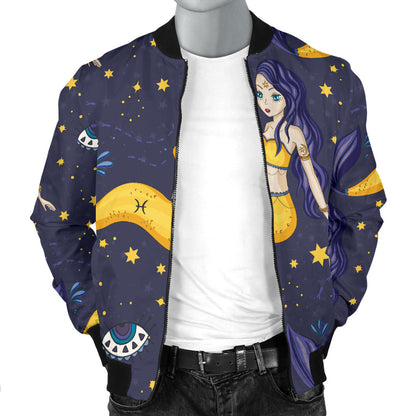 Pisces Pattern Print Design A04 Men Bomber Jacket