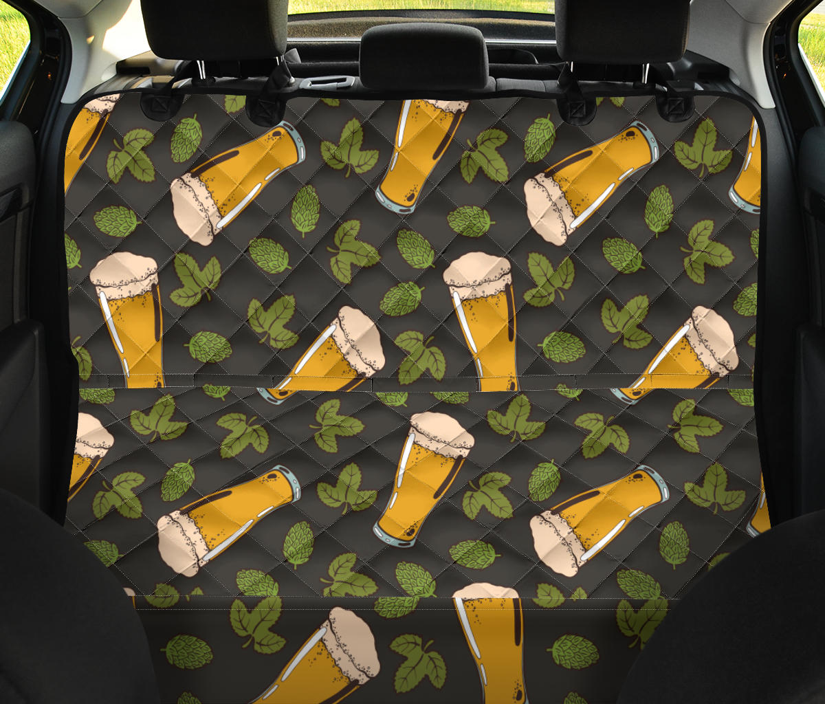 Beer Iris Pattern Print Design 02 Rear Dog Car Seat Cover Hammock