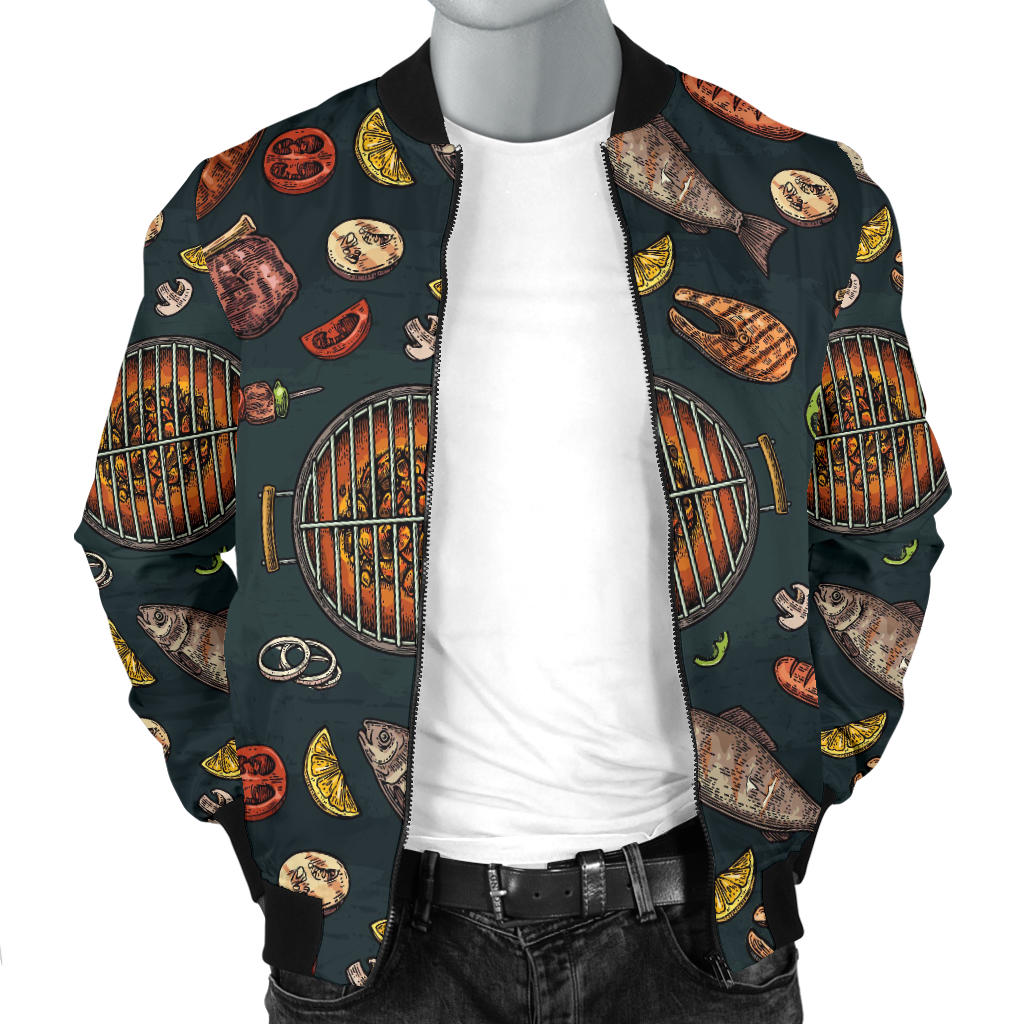 Barbecue Pattern Print Design 02 Men Bomber Jacket