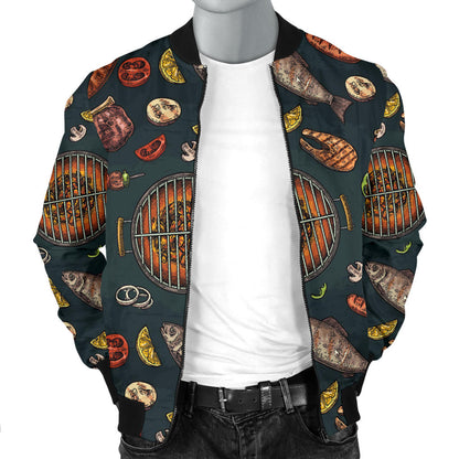 Barbecue Pattern Print Design 02 Men Bomber Jacket