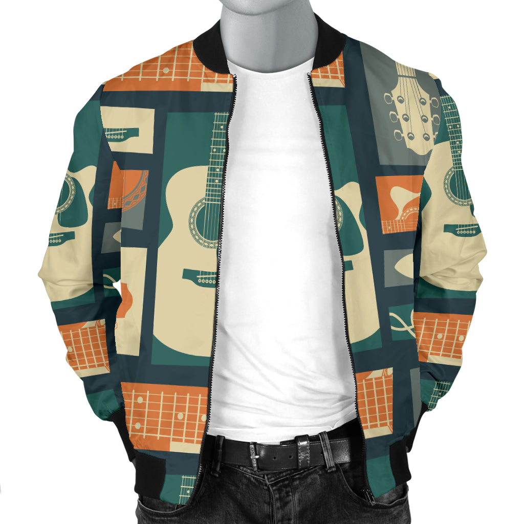 Acoustic Guitar Pattern Print Design 02 Men Bomber Jacket