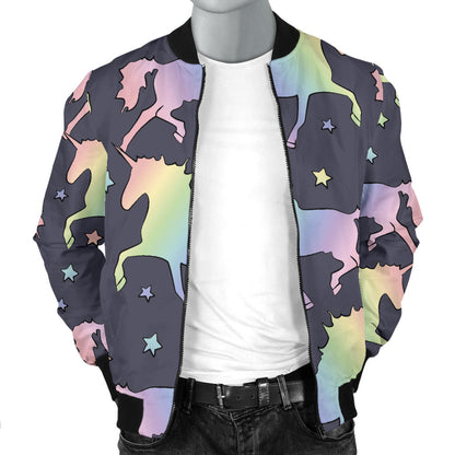 Rainbow Pattern Print Design A05 Men Bomber Jacket