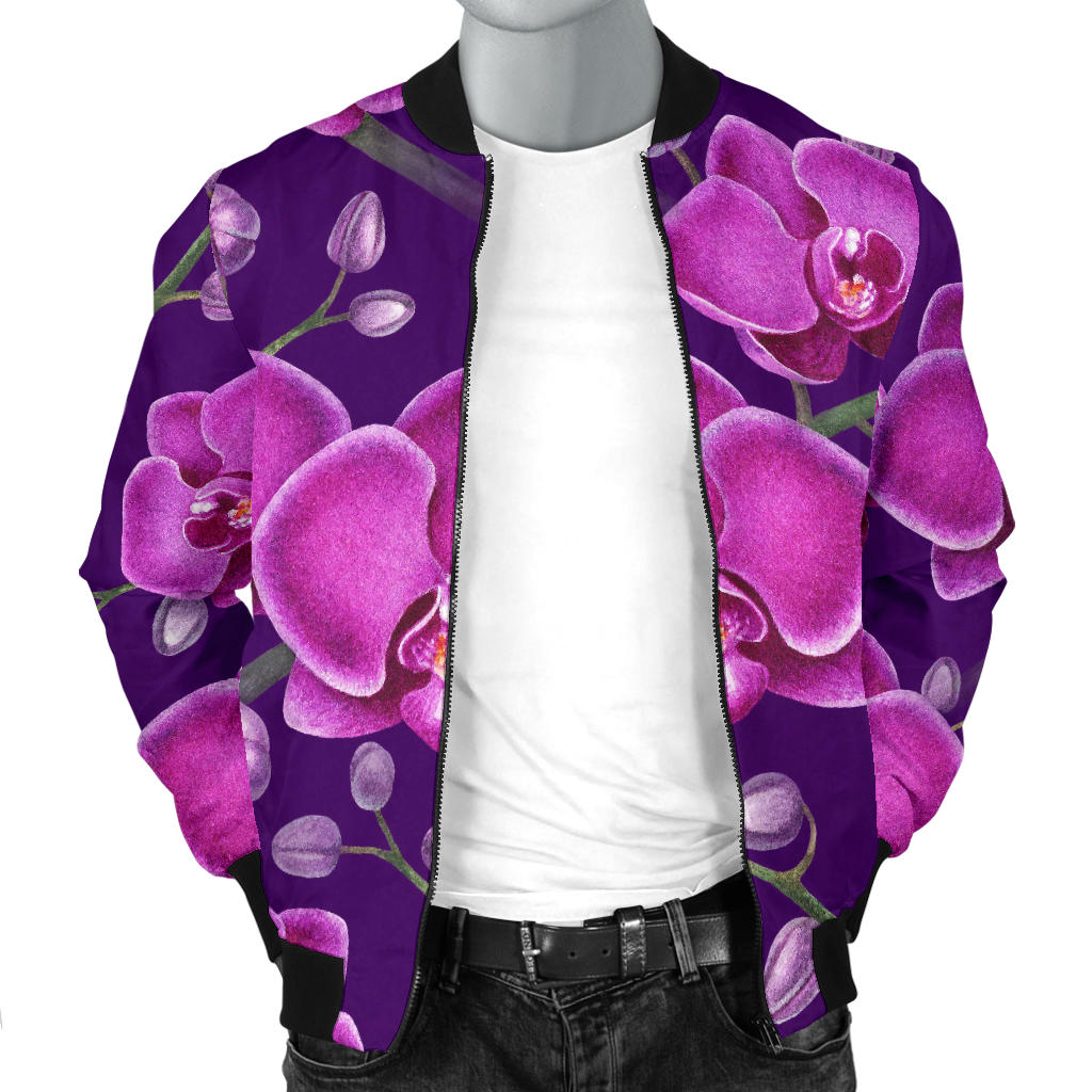 Orchid Pattern Print Design A03 Men Bomber Jacket