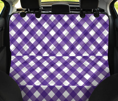 Gingham Purple Pattern Print Design 03 Rear Dog Car Seat Cover Hammock