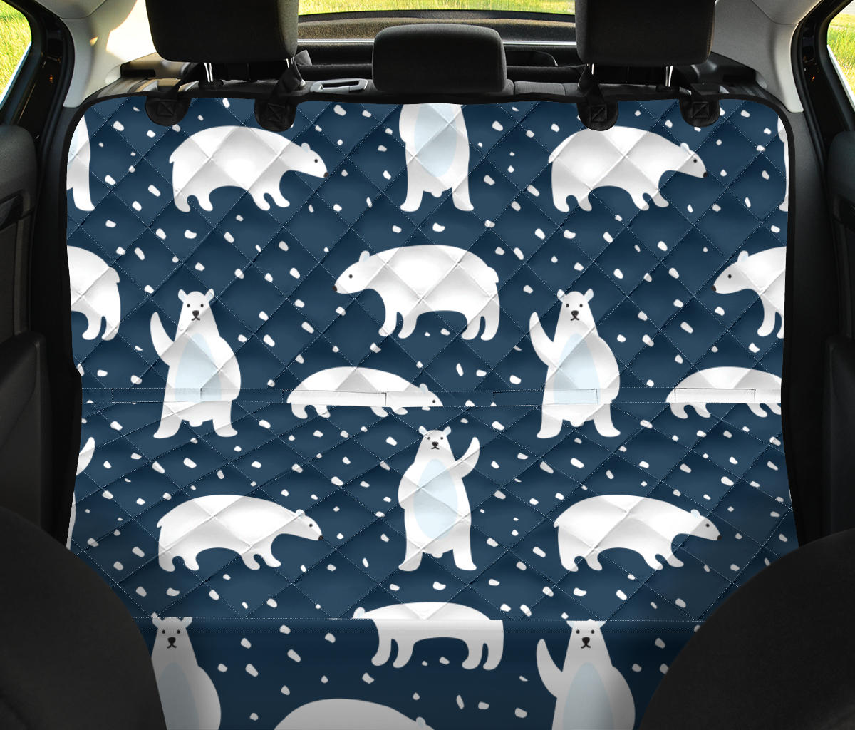 Polar Bear Pattern Print Design A02 Rear Dog Car Seat Cover Hammock
