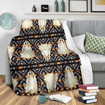Buffalo Head Pattern Print Design 03 Premium Blanket