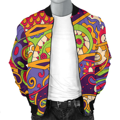 Funky Retro Pattern Print Design A04 Men Bomber Jacket