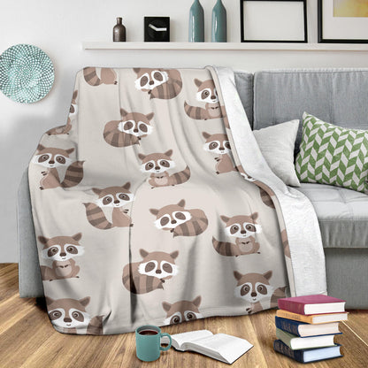 Raccoon Pattern Print Design A05 Premium Blanket