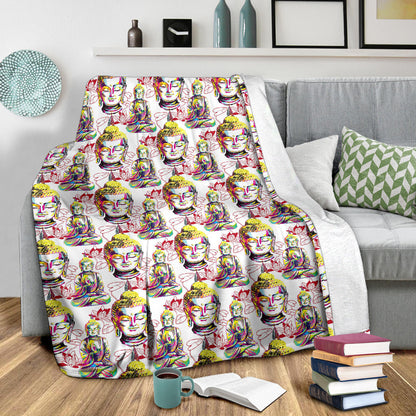 Buddha Pattern Print Design 06 Premium Blanket