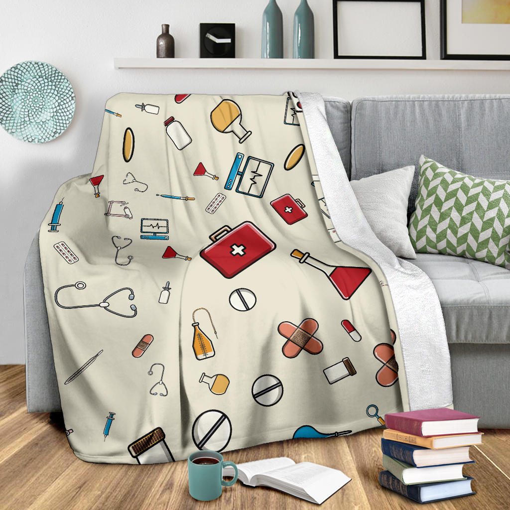 Nurse Pattern Print Design A04 Premium Blanket