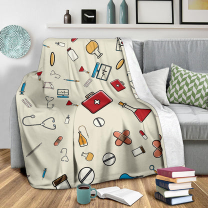 Nurse Pattern Print Design A04 Premium Blanket
