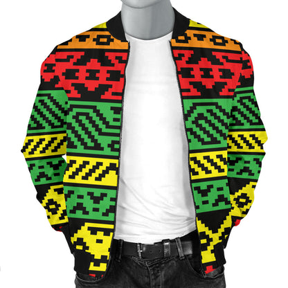Rastafarian Pattern Print Design A02 Men Bomber Jacket