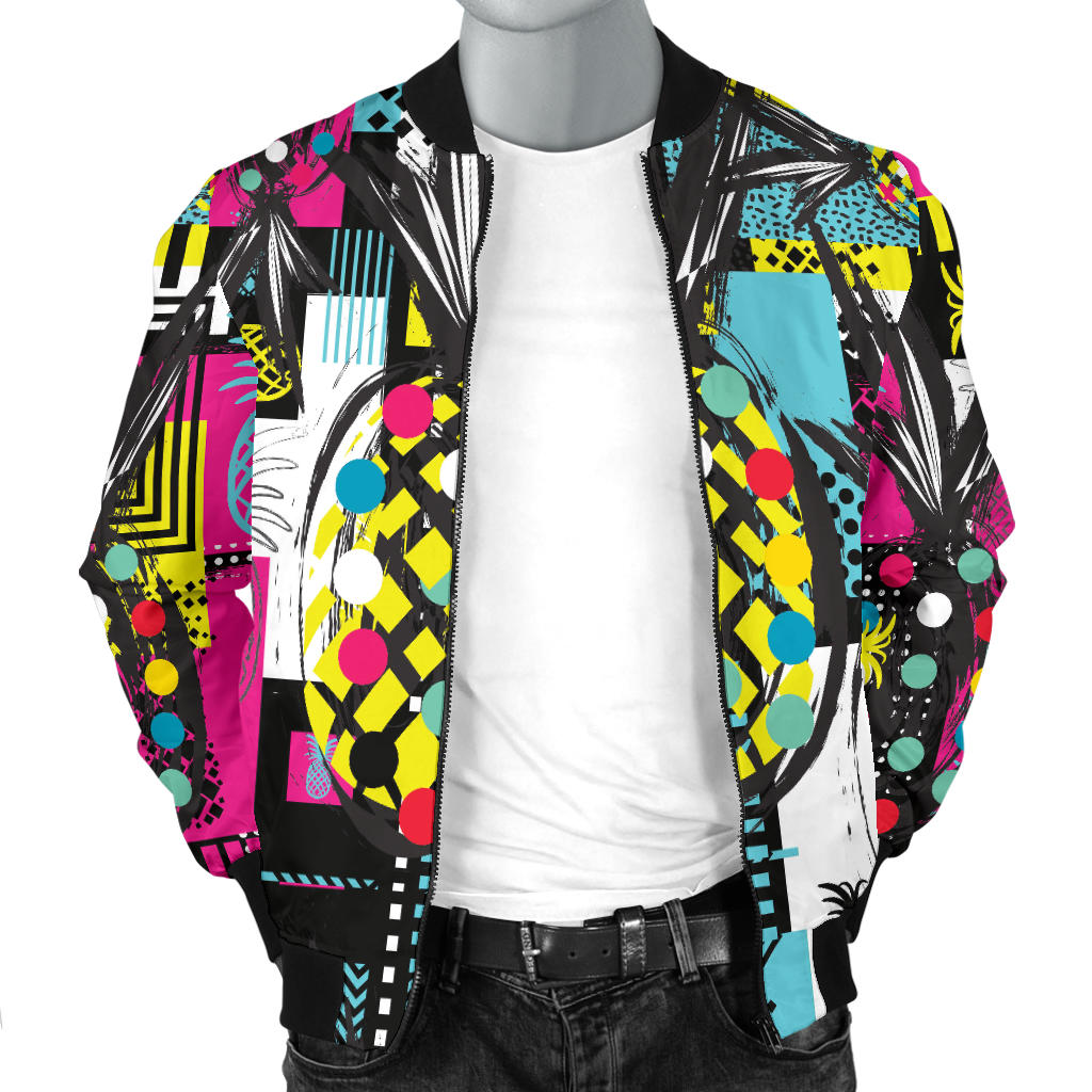 Pop Art Pineapple Pattern Print Design A02 Men Bomber Jacket