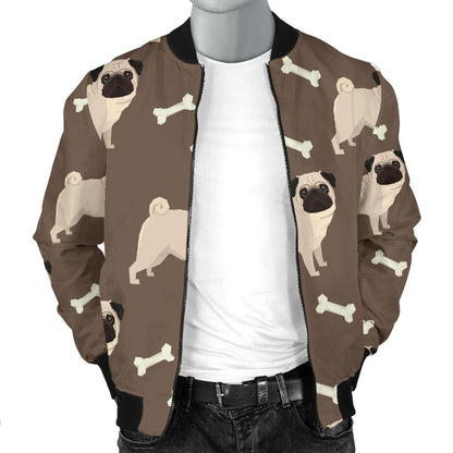 Pug Pattern Print Design A02 Men Bomber Jacket