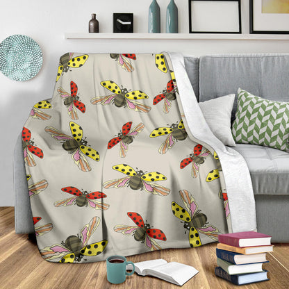 Ladybug Pattern Print Design 04 Premium Blanket