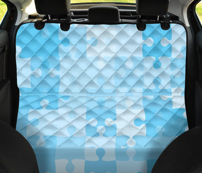 Puzzle Blue Pattern Print Design A04 Rear Dog Car Seat Cover Hammock