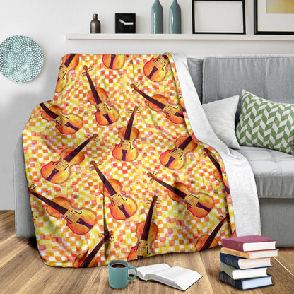 Violin Pattern Print Design 03 Premium Blanket