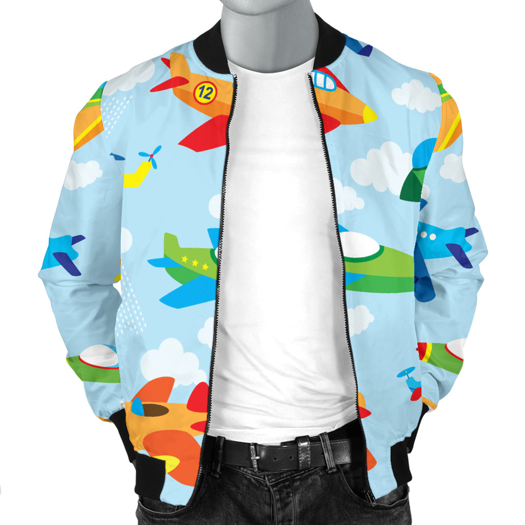 Airplane Colorful Pattern Print Design 01 Men Bomber Jacket