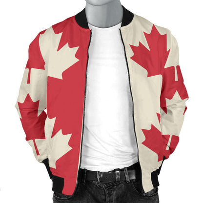 Maple Leaf Pattern Print Design 02 Men Bomber Jacket