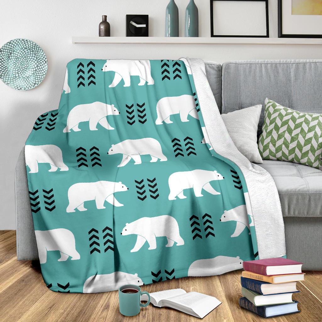 Polar Bear Pattern Print Design A05 Premium Blanket