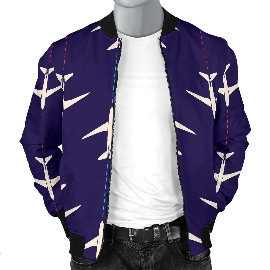 Airplane Pattern Print Design 03 Men Bomber Jacket