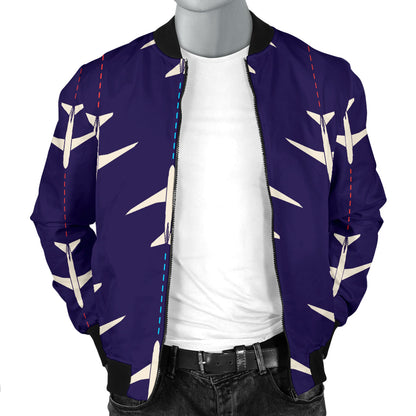 Airplane Pattern Print Design 03 Men Bomber Jacket
