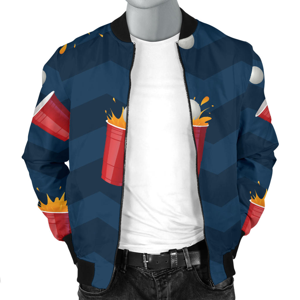 Beer Pong Pattern Print Design 01 Men Bomber Jacket