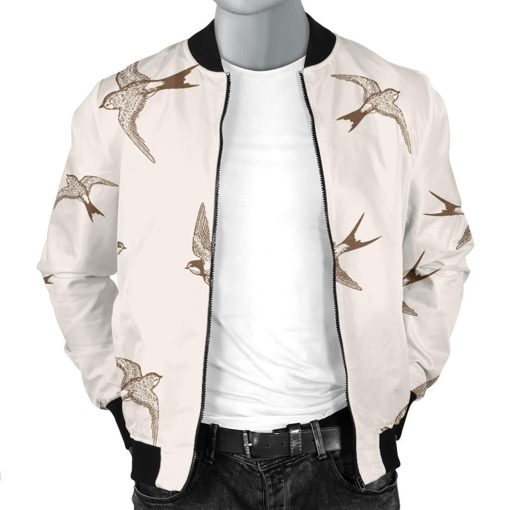 Swallow Bird Pattern Print Design 01 Men Bomber Jacket