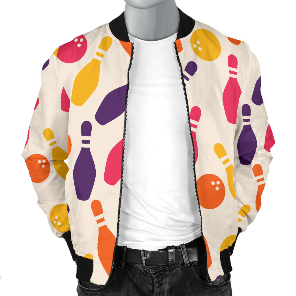 Bowling Pattern Print Design 06 Men Bomber Jacket