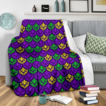 Mardi Gras Pattern Print Design 02 Premium Blanket