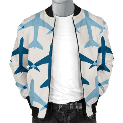 Airplane Pattern Print Design 04 Men Bomber Jacket