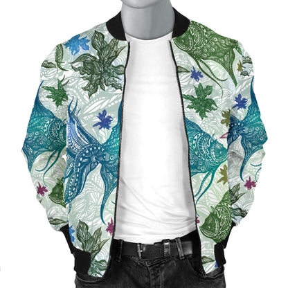 Angelfish Tribal Pattern Print Design 01 Men Bomber Jacket