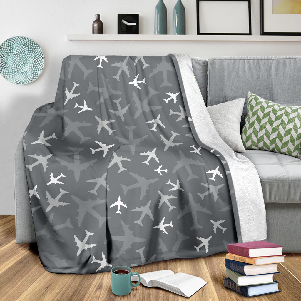 Airplane Pattern Print Design 02 Premium Blanket